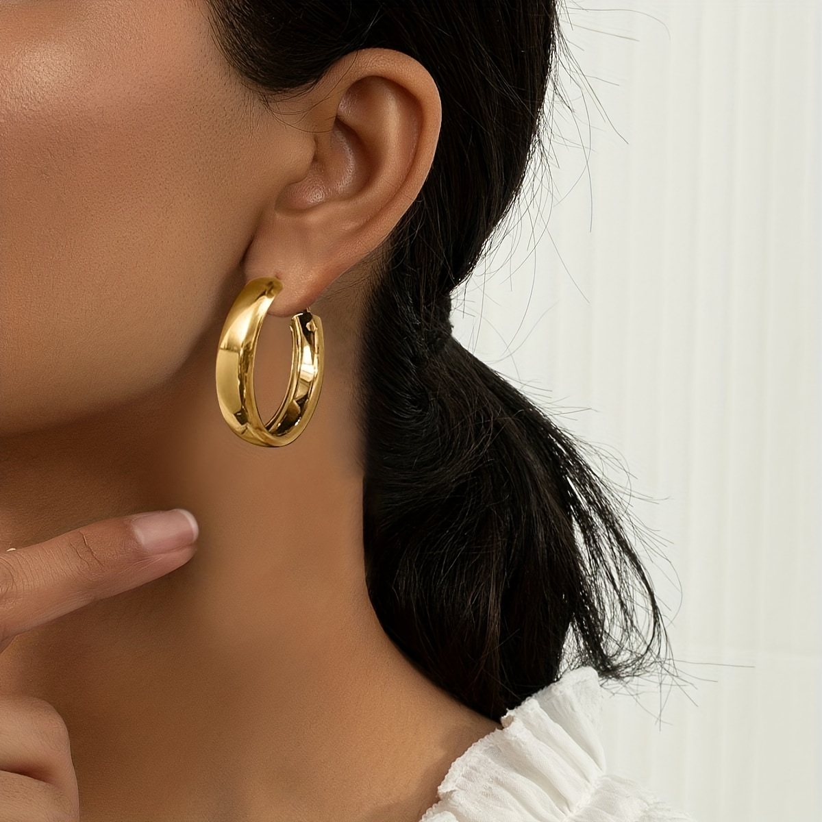 Geometric Smooth Surface Hoop Earrings